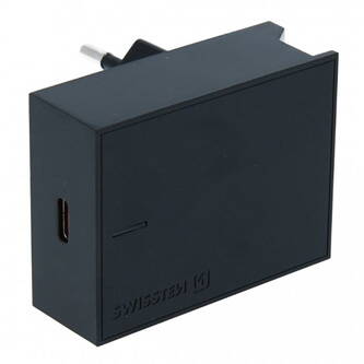 Síťový adaptér SWISSTEN 25W, 1 port, USB-C, kabel USB-C, Samsung Super fast charging, stojan na telefon