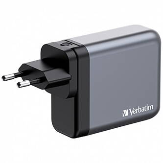 GaN cestovní nabíječka do sítě Verbatim, USB 3.0, USB C, šedá, 140 W, vyměnitelné vidlice C,G,A