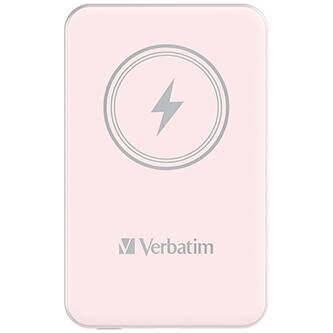 Verbatim, power banka s bezdrátovým nabíjením, 5V, nabíjení telefonu, 32243, 5 000mAh, magnetické připevnění, růžová