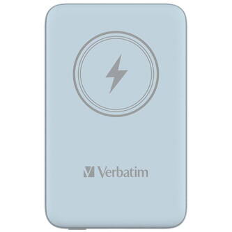 Verbatim, power banka s bezdrátovým nabíjením, 5V, nabíjení telefonu, 32247, 10 000mAh, magnetické připevnění, modrá