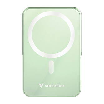 Verbatim, power banka s bezdrátovým nabíjením, 5V, nabíjení telefonu, 32259, 10 000mAh, magnetické připevnění, zelená