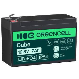 Green Cell CUBE LiFePO4 7Ah 12.8V 89.6Wh lithium Iron fosfátová baterie pro UPS, sledování