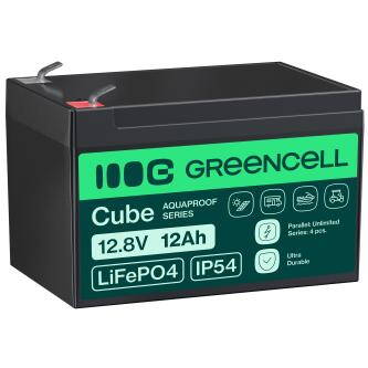 Green Cell CUBE LiFePO4 12Ah 12.8V 153.6Wh lithium Iron fosfátová baterie pro invalidní vozík, hračky,
