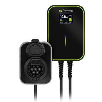 Green Cell Wallbox s nabíjecím kabelem El.vozidla 380V, 32A, 22kW, EV15RFID IP66, ochrana proti přehřátí a zkratu, 5x ac. card