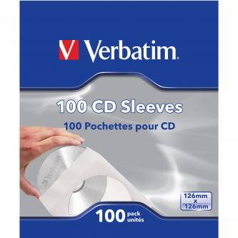 Papírová pouzdra na disky CD 1 KS CD, Papír, bílá, s okýnkem, Verbatim, po 100 ks