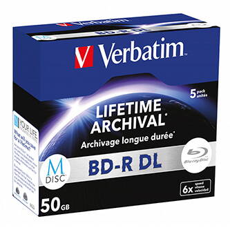 Verbatim BD-R DL, LIFETIME ARCHIVAL, 50GB, jewel case, 43846, 6x, Balení po 5 kusech