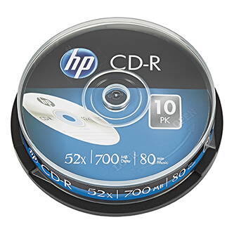 HP CD-R, CRE00019-3, 69308, 10-pack, 700MB, 52x, 80min., 12cm, bez možnosti potisku, cake box, Standard, pro archivaci dat