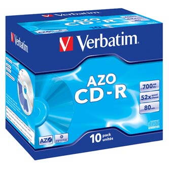 Verbatim 43327, DataLife PLUS, 700 Super Azo, 80min., CD-R, 12cm, Crystal, bez možnosti potisku, jewel box, Standard, 52x, 10-pack