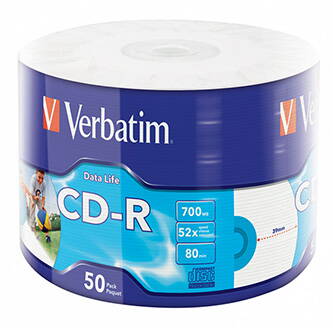 Verbatim CD-R, 43794, Inkjet Printable, 50-pack, 700MB, 50x, 12cm, wrap, pro archivaci dat