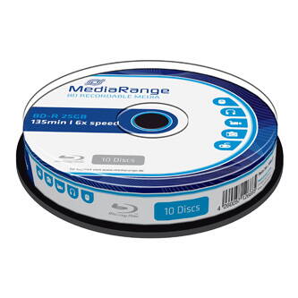 Mediarange BD-R, 25GB, cake box, MR499, 6x, 10-pack, pro archivaci dat, DOPRODEJ