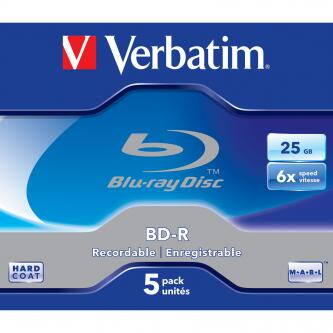 Verbatim BD-R, Single Layer 25GB, jewel box, 43715, 6x, 5-pack, pro archivaci dat