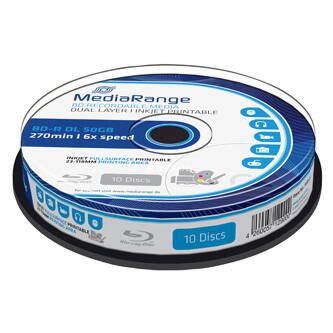 Mediarange BD-R, Dual Layer 50GB, cake box, MR509, 6x, 10-pack, pro archivaci dat