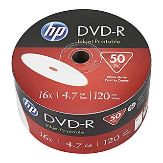 HP DVD-R, DME00070WIP-3, 69302, 50-pack, 4.7GB, 16x, 12cm, bulk, Printable, pro archivaci dat