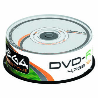 Omega Freestyle DVD-R, OMDF1625-, 25-pack, 4.7GB, 16x, 12cm, Standard, cake box, bez možnosti potisku, pro archivaci dat