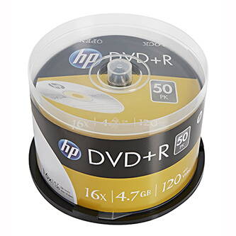HP DVD+R, DRE00026-3, 69319, 50-pack, 4.7GB, 16x, 12cm, cake box, bez možnosti potisku, pro archivaci dat