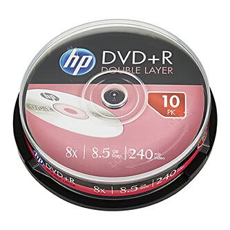 HP DVD+R, DRE00060-3, 69309, 10-pack, 8.5GB, 8x, 12cm, cake box, Dual Layer, bez možnosti potisku, pro archivaci dat