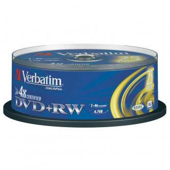 Verbatim DVD+RW, 43489, DataLife PLUS, 25-pack, 4.7GB, 4x, 12cm, General, Standard, cake box, Scratch Resistant, bez možnosti poti