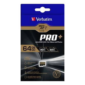 Verbatim paměťová karta micro SDXC Pro+, 64GB, micro SDXC, 44034, UHS-I U1 (Class 10), s adaptérem