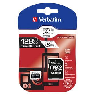 Verbatim paměťová karta micro SDXC, 128GB, micro SDXC, 44085, UHS-I U1 (Class 10), s adaptérem