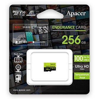 Apacer paměťová karta Endurance, 256GB, micro SDXC, AP256GEDM1D05-R, UHS-I U3 (Class 10), V30, A1