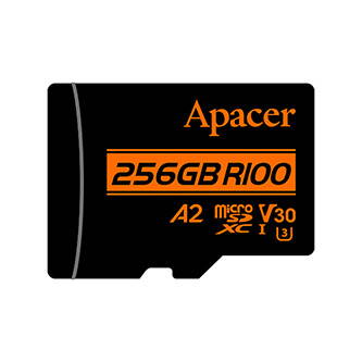 Apacer paměťová karta V30 A2, 256GB, micro SDXC, AP256GMCSX10U8-R, UHS-I U3 (Class 10), s adaptérem