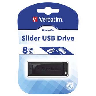 Verbatim USB flash disk, 2.0, 8GB, Slider, černý, 98695, pro archivaci dat