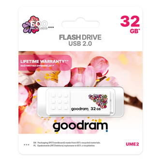 Goodram USB flash disk, USB 2.0, 32GB, UME2, UME2, bílý, UME2-0320W0R11-SP