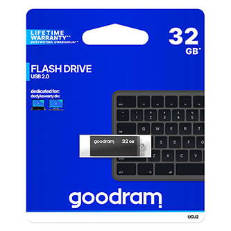 Goodram USB flash disk, USB 2.0, 32GB, UCU2, černý, UCU2-0320K0R11, USB A, s otočnou krytkou