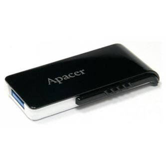 Apacer USB flash disk, USB 3.0 (3.2 Gen 1), 64GB, AH350, černý, AP64GAH350B-1, USB A, s výsuvným konektorem