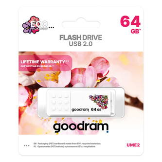 Goodram USB flash disk, USB 2.0, 64GB, UME2, UME2, bílý, UME2-0640W0R11-SP