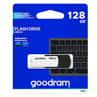 Goodram USB flash disk, USB 2.0, 128GB, UC02, černý, UCO2-1280KWR11, USB A, s otočnou krytkou