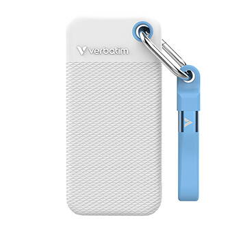 SSD Externí Verbatim Pocket SSD letní edice, 32320, 1000GB, bílý, obsahuje 2x gumový kryt (bílý a světle modrý), USB C SSD Externí Verbatim Pocket SSD letní edice, 32320, 1000GB, bílý, obsahuje 2x gumový kryt (bílý a světle modrý), USB C