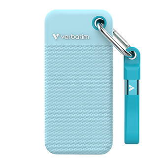 SSD Externí Verbatim Pocket SSD letní edice, 32325, 2000GB, polární modrý, obsahuje 2x gumový kryt (černý a polární modrý), USB C SSD Externí Verbatim Pocket SSD letní edice, 32325, 2000GB, polární modrý, obsahuje 2x gumový kryt (černý a polární modrý), USB C