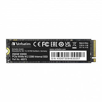 SSD Interní Verbatim Vi3000 M.2, 49373, 256GB, černý, 3300 MB/s-R, NVMe, 1300 MB/s-W