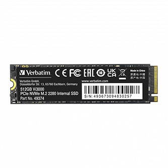 SSD Interní Verbatim Vi3000 M.2, 49374, 512GB, černý, 3300 MB/s-R, NVMe, 2500 MB/s-W