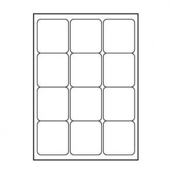 Logo etikety 66mm x 70mm, A4, matné, bílé, 12 etiket, 140g/m2, baleno po 25 ks, pro inkoustové a laserové tiskárny