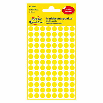 Avery Zweckform etikety 8mm, žluté, 104 etiket, značkovací, baleno po 4 ks, 3013, pro ruční popis