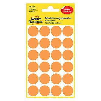 Avery Zweckform etikety 18mm, neon oranžová, 24 etiket, značkovací, baleno po 4 ks, 3173, pro ruční popis