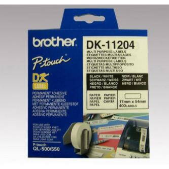 Brother papírové štítky 17mm x 54mm, bílá, 400 ks, DK11204, pro tiskárny řady QL