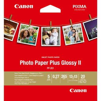 Canon Photo Paper Plus Glossy II, foto papír, lesklý, bílý, 13x13cm, 5x5", 265 g/m2, 20 ks, 2311B060, inkoustový