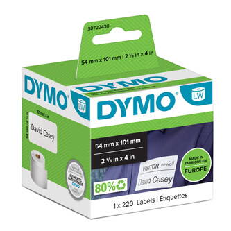 Dymo papírové štítky 101mm x 54mm, bílé, pro přepravu, 220 ks, 99014, S0722430