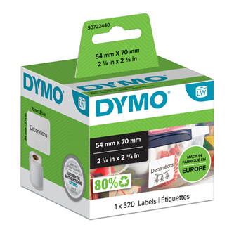 Dymo papírové štítky 70mm x 54mm, bílé, na diskety, 320 ks, 99015, S0722440