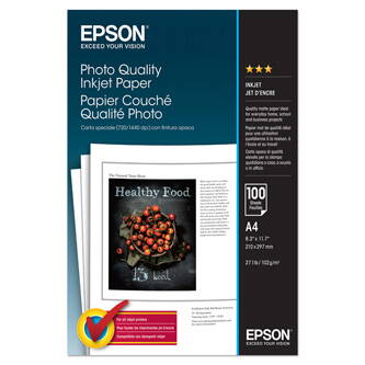 Epson Photo Quality InkJet Paper, foto papír, matný, bílý, A4, 104 g/m2, 720dpi, 100 ks, C13S041061, inkoustový