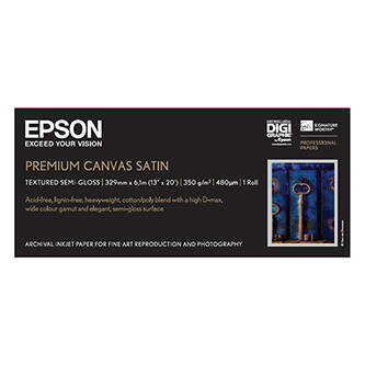 Epson 330/6.1/PremierArtt WaterResistant Canvas Satin Roll, saténový, 13", C13S041845, 350 g/m2, papír, 330mmx 6.1m, bílý, pro ink