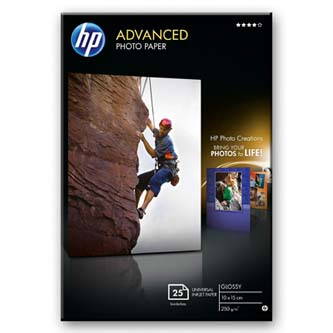 HP Advanced Glossy Photo Paper, foto papír, bez okrajů typ lesklý, zdokonalený typ bílý, 10x15cm, 4x6", 250 g/m2, 25 ks, Q8691A, i