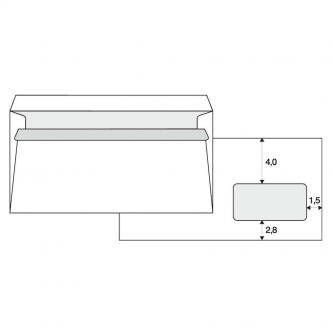 Obálka samolepicí, 110 x 220mm, bílá, poštovní, s DL okénkem, 1000ks