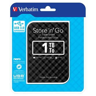 Verbatim externí pevný disk, Store N Go, 2.5", USB 3.0 (3.2 Gen 1), 1TB, 53194, černý