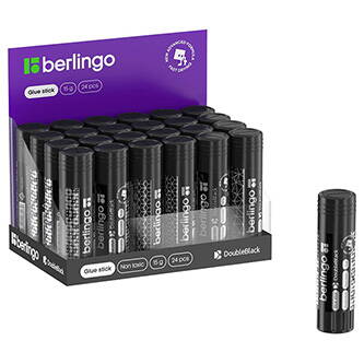 Berlingo, lepící tyčinka Double black, černá, 24ks