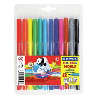Centropen, sada popisovačů 7550, color, 12ks, 1mm, válcový hrot odolný proti zatlačení