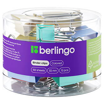 Kancelářské klipy na papír Buldog, 32mm, 1ks, Berlingo, mix barev, 12 ks v balení
